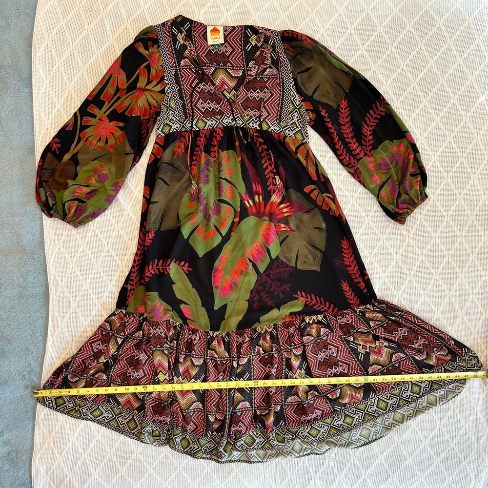 FARM Rio Black, Olive & Pink Printed Midi Dress - Picture 10 of 12